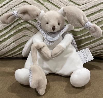 White Bunny Rabbit Lovey Doudou Et Compagnie Paris Plush Baby Rattle Stars 8 