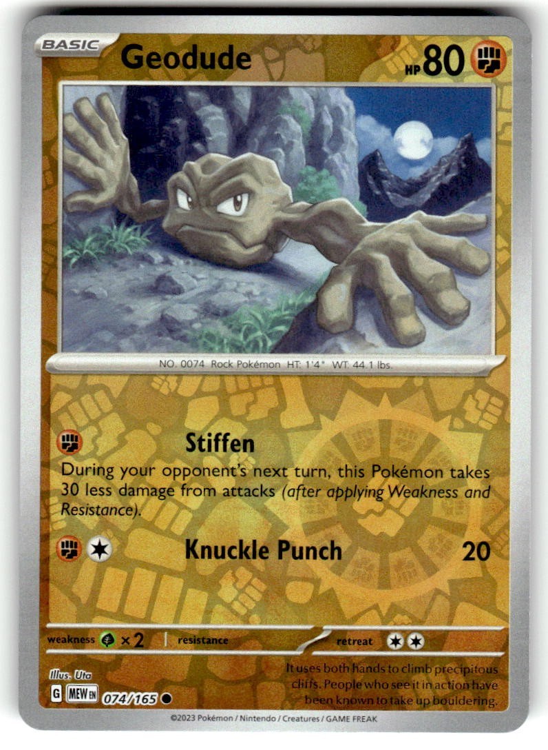 Geodude 074/165 Common 151 Pokemon Reverse Holo Near Mint