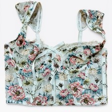 Victoria's Secret Dream Angels 34C Floral Lace Corset Bustier Top Bra Cap Sleeve