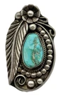 Vintage Navajo Sterling Silver CC Blue Turquoise Feather Ring Size 6.75