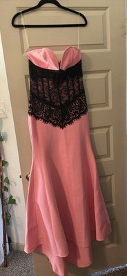 Fashion Nova Pink Strapless Sweetheart Lace A-Line Long Dress, Women's M