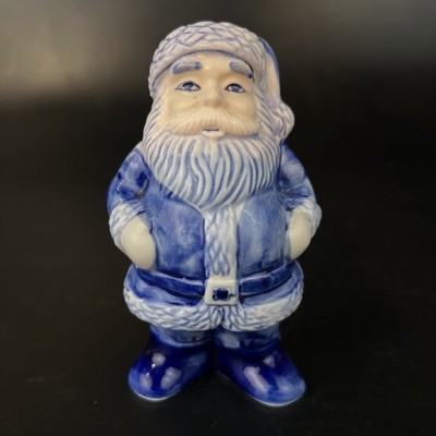 Vintage 1980s Elesva Holland Delft Blue Hand-Painted Santa Figurine ~ 4.75 