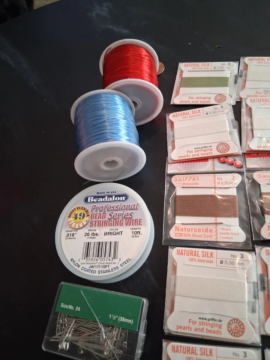 Lot Of Vintage Natural Silk Cord And Crystal String For Jewelry Making