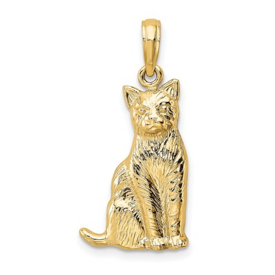 10k Gelbgold Massiv Katze Charm Poliert 25,3mm