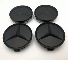 Set of 4 75mm Wheel Center Caps Hubcaps Emblem Matte Black for Mercedes Benz AMG
