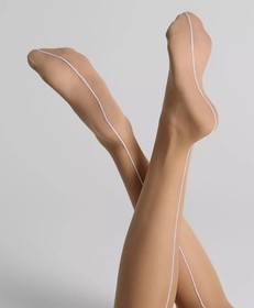 Maison Close Nude Stockings, 20D Back Seamed Cut-Cureld, Made in Italy