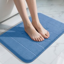 Yimobra Memory Foam Bath Mat, Super Soft Absorbent Bathroom 24" X 17", Blue