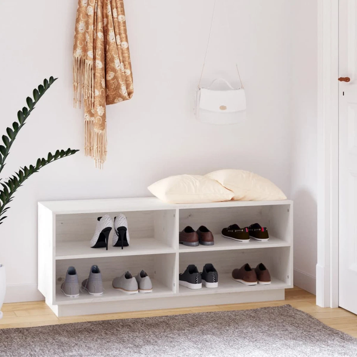 White and wood shoe cabinet deals