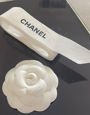 Chanel Camellia paper flower and ribbon authentic 6 foot 1 