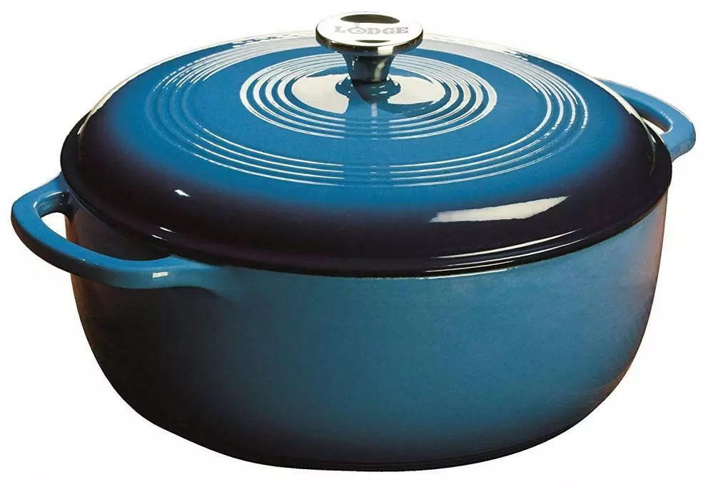 Lodge 7.5 Quart Enameled Cast Iron Dutch Oven. XL Blue Enamel