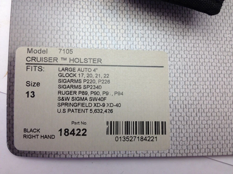 BIANCHI CRUISER ACCUMOLD SIZE 13 THUMB SNAP MODEL 7105 BLACK HOLSTER GLOCK SIG - Image 3 of 4