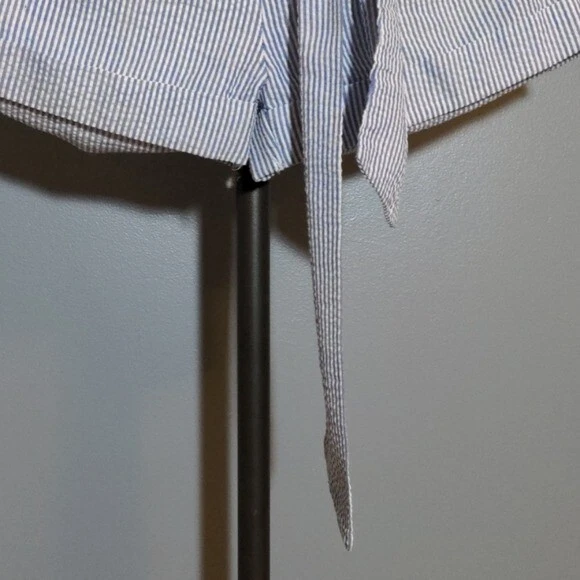 Pantalones cortos de playa informales a rayas pequeños azul y blanco Shein Foto 3 de 4