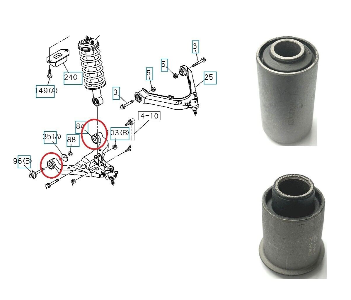 For ISUZU D-MAX / RODEO DENVER TFS85 3.0TD FRONT LOWER WISHBONE ARM BUSHES 2006+
