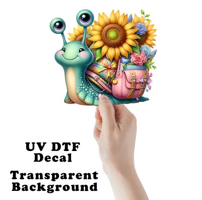 Snail and Sunflower UV DTF Sticker Transparent Decal