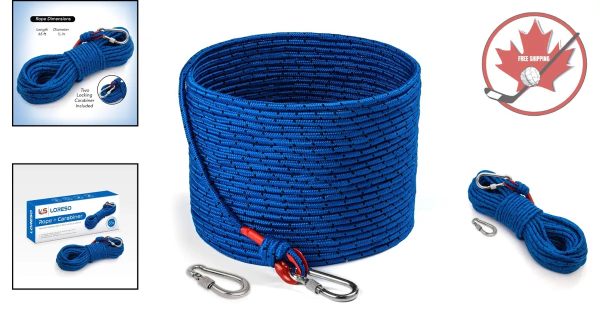 Heavy-Duty Magnet Fishing Rope - 1200 lb Strength - Versatile Camping Rope