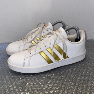 adidas neo cloudfoam advantage stripe women's shoes white rose gold