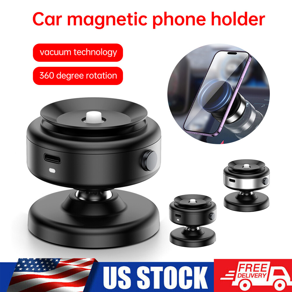 US Electric Vacuum Magnetic Suction Car Phone Mount 360° Rotation Holder Bracket