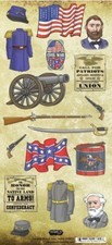 Civil War scrapbook Stickers - Blue  Gray - Scrapbook Customs 19855