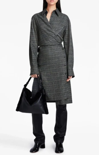 Vestido envolvente Proenza Schouler etiqueta blanca a cuadros manga larga talla 6 Foto 2 de 4