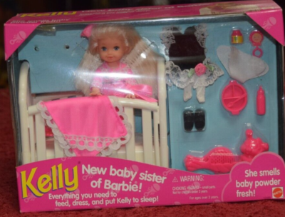 Set Barbie Kelly New Baby Sister (1994) - Bambola 11,4 Cm Con Culla E Accessori