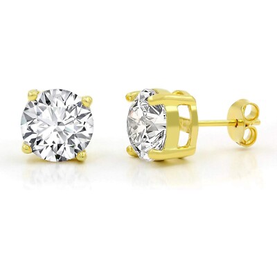 0,25 ct. weißer Saphir runde Ohrstecker - Gelbgold vergoldet 925 Silber