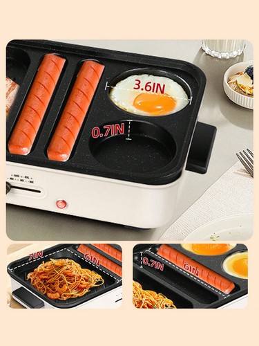 AORAN Breakfast Machine Electric Frying Pan 1300W, Multi-Zone Cooking