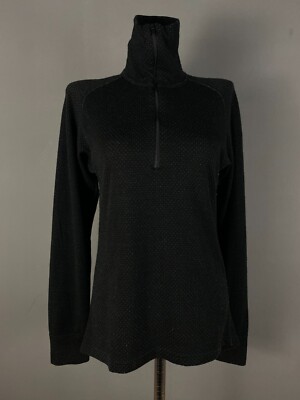 Devold Active Womens Sweters Merino Wool Long Sleeve 1/4 Zip Black Size M