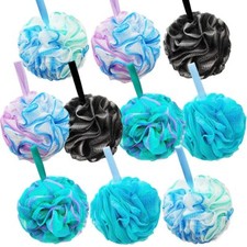 10 Pack Bath Loofah Shower Small Mesh Sponge Pouf Colorful Exfoliating Scrubber