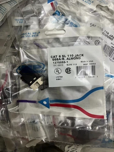 lot 10 AMP TE 1375055-1 Cat6 Network Jack Keystone JACK RJ45 BLACK Free shipping