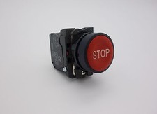 2PCS 22MM PUSHBUTTON SWITCH FITS XB5AA434 RED with Stop marking 1NC momentary