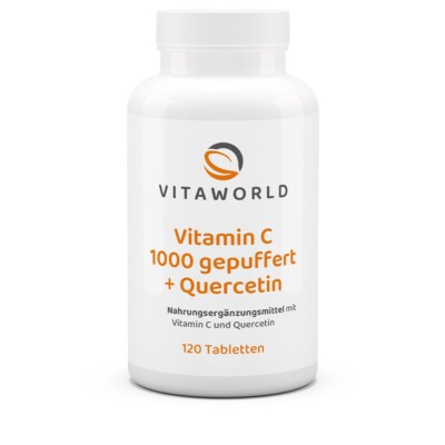 Vita World Vitamin C 1000 gepuffert+Quercetin 120 Tabl Vegan Made in Germany