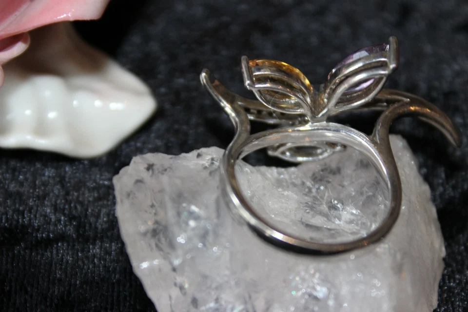 Silberring Edelsteinring Silber 925 Blau Topas Citrin Amethyst Große-60(19,1 mm) - Bild 4 von 4