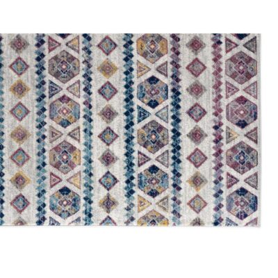 1.5m X 2.4m Elfenbein Blau Und Orange Geometrisch Power Webstuhl Fläche Teppich