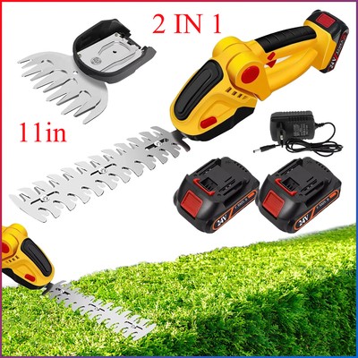 2 in 1 Cordless Grass Shear Hedge Trimmer with 90° Cutting Angle Shrub Trimmer
