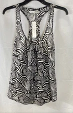 Trina Turk Women Black Zebra Print Top Size L
