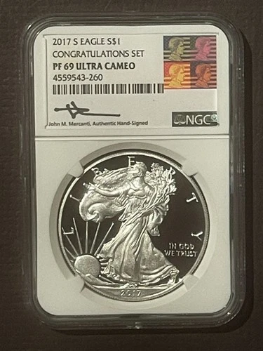 2017-S $1 SILVER AMERICAN EAGLE Congratulations Set NGC PF69 : MERCANTI : 09438