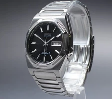 Vtg 1988 [Near MINT] Seiko Silver Wave Z 7123-8060 Black Kanji Octagon Qz Men's