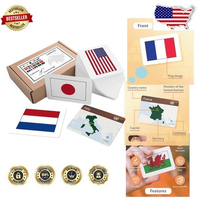 Durable 242 Country Flags Flashcards - Geography Learning Gift for Kids