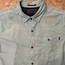 William Murray Shirt Mens Medium Blue Zen Garden Short Sleeve Beach Woven Golf