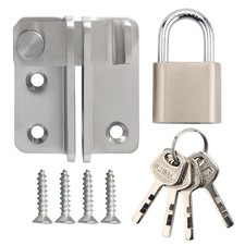 Flip Latch Gate Latches Set with Padlock,Slide Bolt Latch Safety Door Lock Ca...