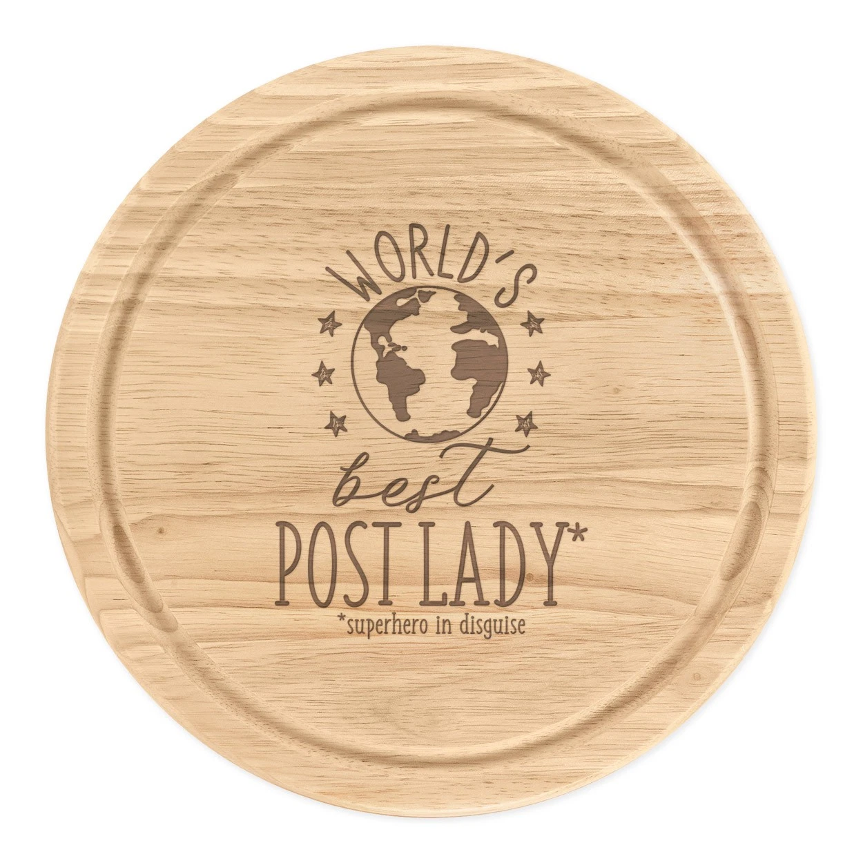 World's Best Post Lady Round Chopping Cheese Board Funny Favourite Postman