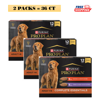 3 Packs, Purina  Pro Plan Complete Essentials Adult Wet Dog Food Grain Free 13OZ