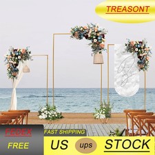 3 Packs Wedding Flower Rectangular Backdrop Stand Balloon Photo Stand Gold Shelf