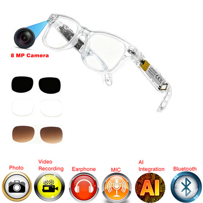 4K AI Smart Glasses Camera Bluetooth Call Voice Assistant Music and Translate