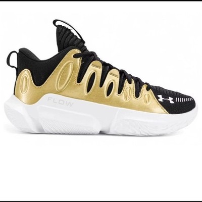 Under Armour Flow Breakthru 4 Basketball Shoes Gold Black Athletic Sneakers Sz 9
