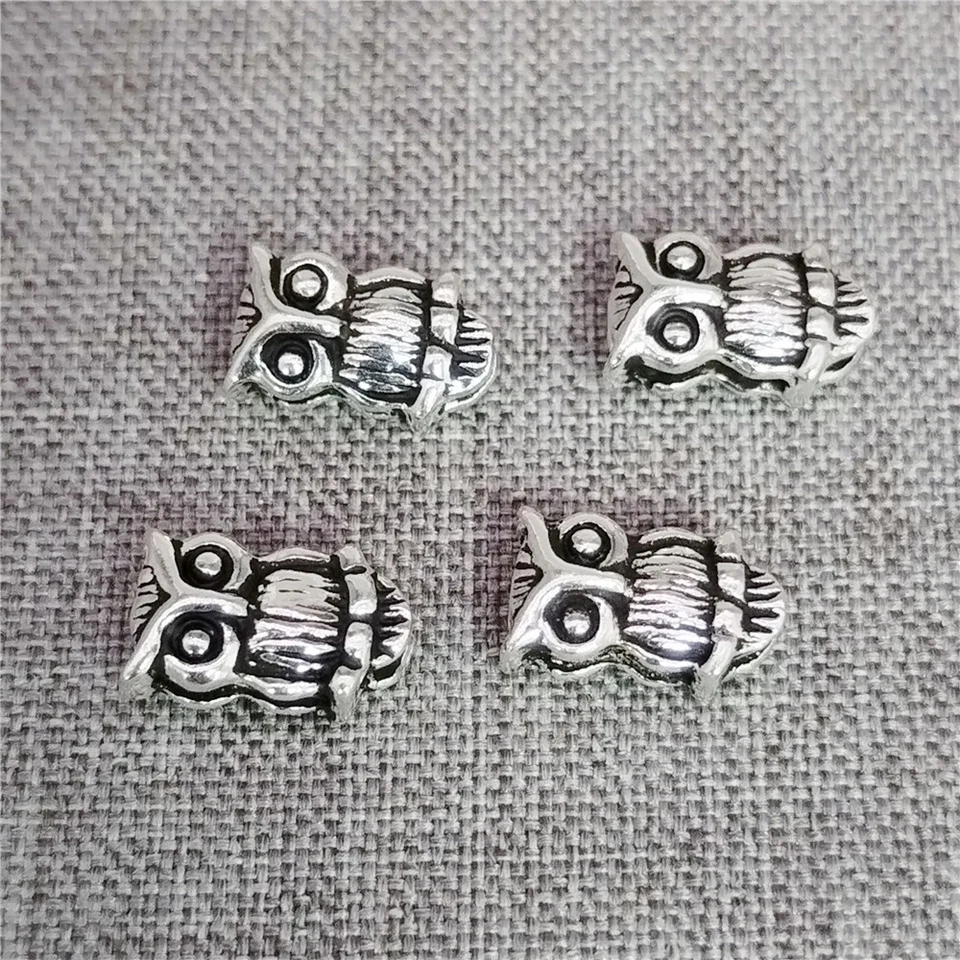 4 Stck. 925 Sterling Silber Eule Perlen 2-seitig Vogel Tier Zwischenring für - Bild 4 von 4