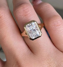 3.50 Ct Radiant Certified White Diamond Women's Engagement Ring In 925 Silver.