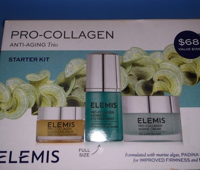 ELEMIS Pro-Collagen Lot Cleansing Balm .7oz, Marine Cream 1 oz,Eye Treatment .5