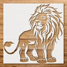 Majestic Lion Portrait Wildlife Decor Stencil for Animal Lovers - StencilAir