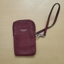 VINTAGE COACH Red Leather Wristlet Coin Phone Pouch Wallet Wristlet